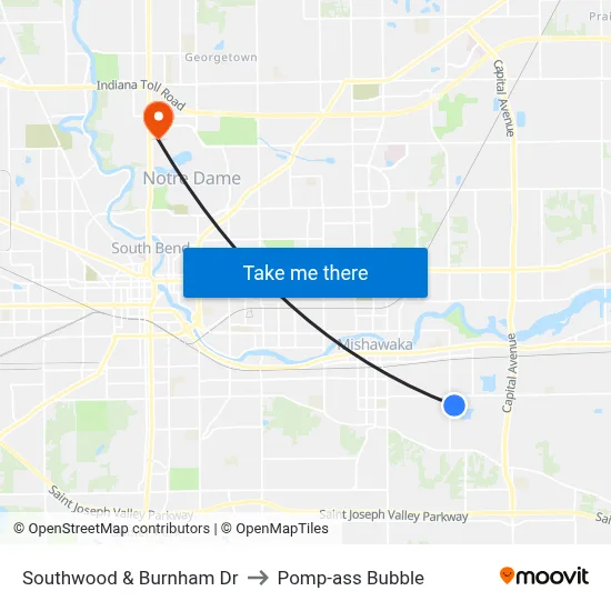 Southwood & Burnham Dr to Pomp-ass Bubble map