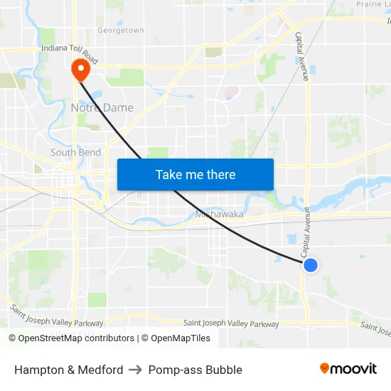 Hampton & Medford to Pomp-ass Bubble map