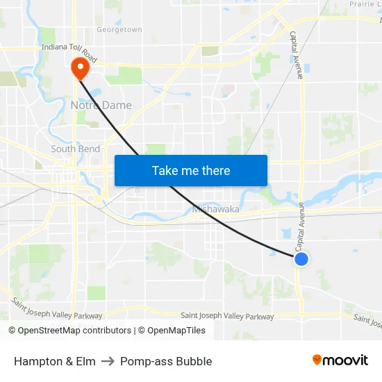 Hampton & Elm to Pomp-ass Bubble map