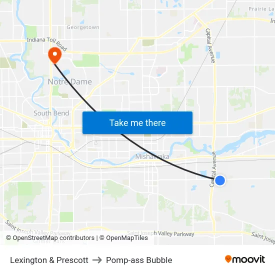 Lexington & Prescott to Pomp-ass Bubble map