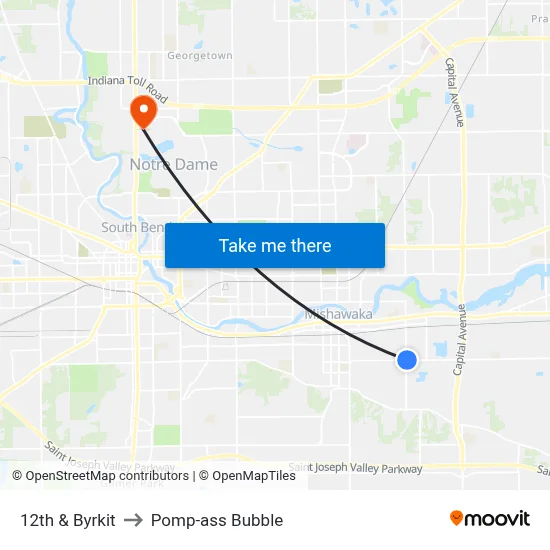 12th & Byrkit to Pomp-ass Bubble map