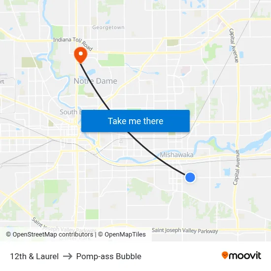 12th & Laurel to Pomp-ass Bubble map