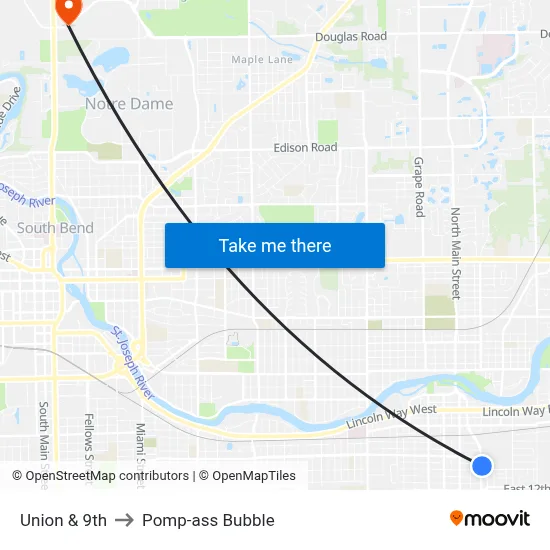 Union & 9th to Pomp-ass Bubble map