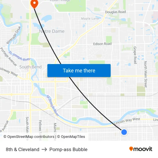8th & Cleveland to Pomp-ass Bubble map