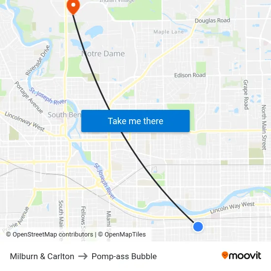 Milburn & Carlton to Pomp-ass Bubble map
