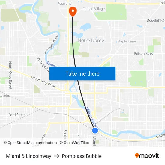 Miami & Lincolnway to Pomp-ass Bubble map