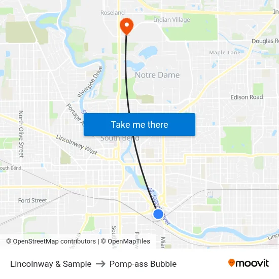 Lincolnway & Sample to Pomp-ass Bubble map