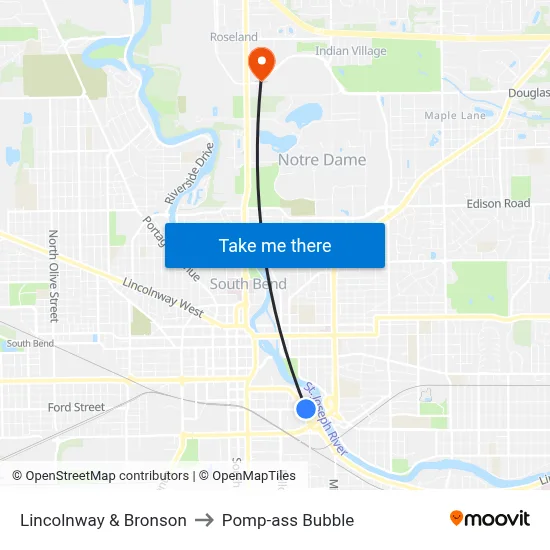 Lincolnway & Bronson to Pomp-ass Bubble map