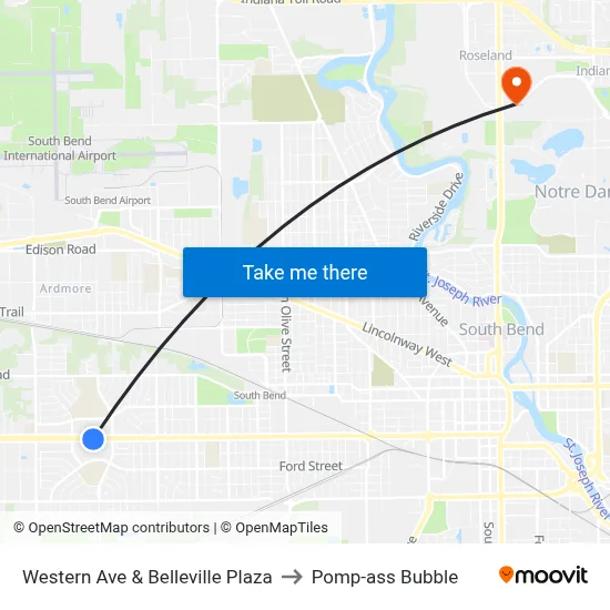 Western Ave & Belleville Plaza to Pomp-ass Bubble map