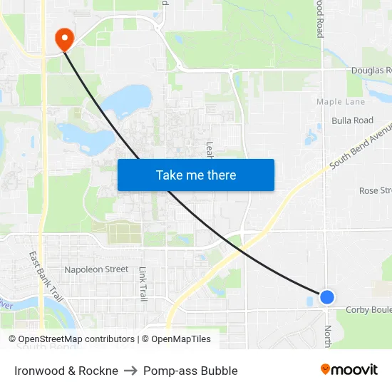 Ironwood & Rockne to Pomp-ass Bubble map