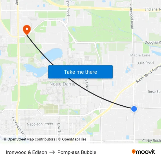 Ironwood & Edison to Pomp-ass Bubble map