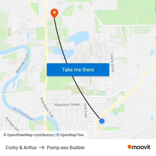 Corby & Arthur to Pomp-ass Bubble map