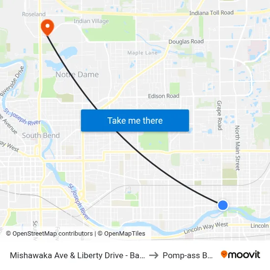 Mishawaka Ave & Liberty Drive - Battell Park to Pomp-ass Bubble map