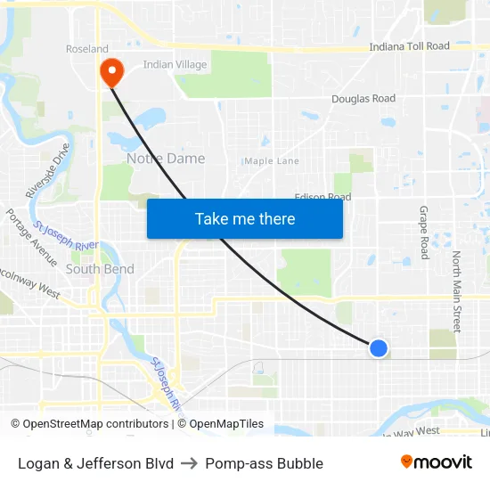 Logan & Jefferson Blvd to Pomp-ass Bubble map