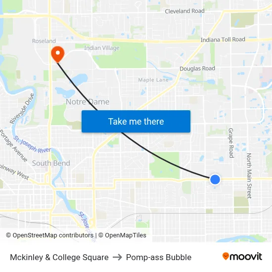 Mckinley & College Square to Pomp-ass Bubble map