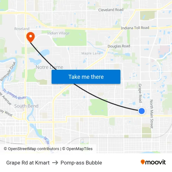Grape Rd at Kmart to Pomp-ass Bubble map