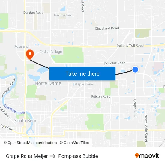 Grape Rd at Meijer to Pomp-ass Bubble map