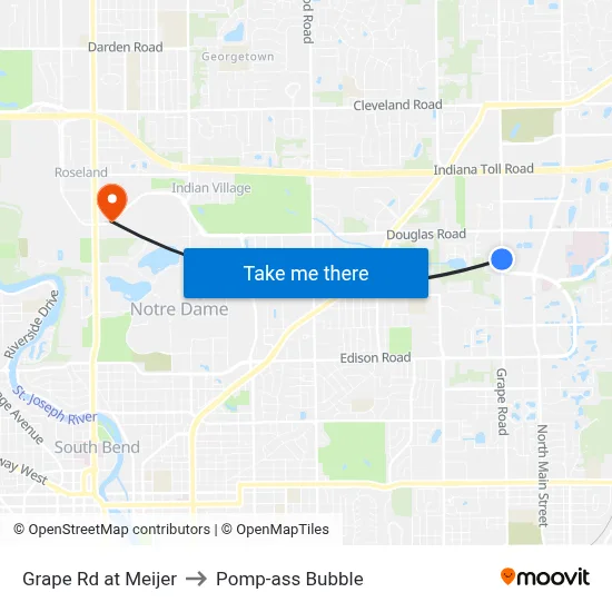 Grape Rd at Meijer to Pomp-ass Bubble map