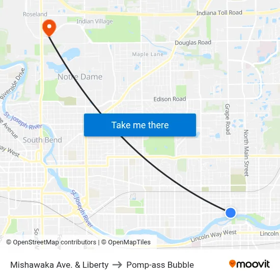 Mishawaka Ave. & Liberty to Pomp-ass Bubble map