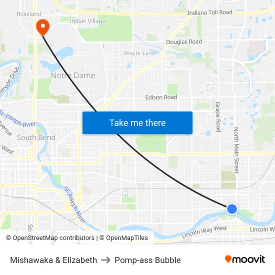 Mishawaka & Elizabeth to Pomp-ass Bubble map