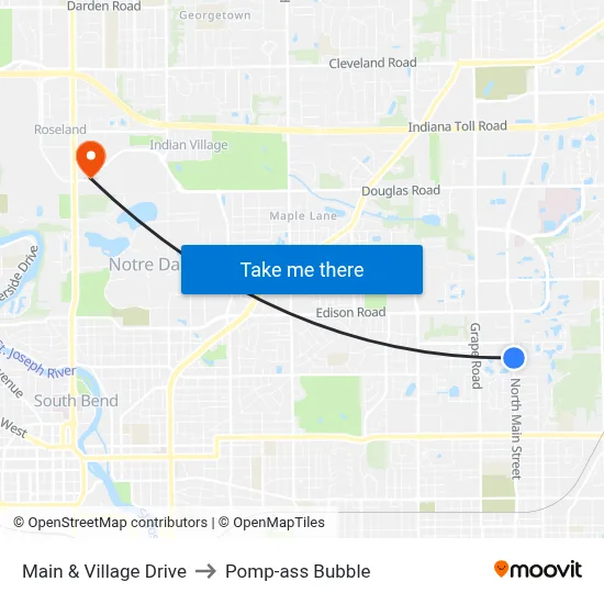 Main & Village Drive to Pomp-ass Bubble map