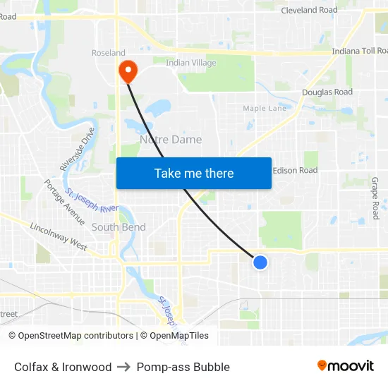 Colfax & Ironwood to Pomp-ass Bubble map