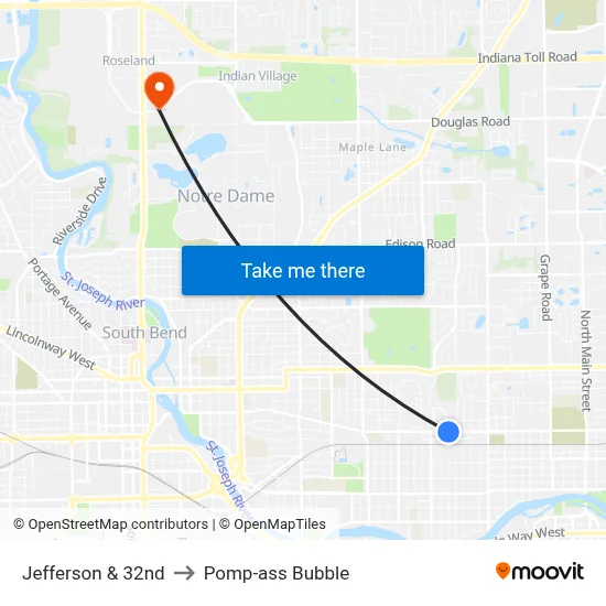 Jefferson & 32nd to Pomp-ass Bubble map