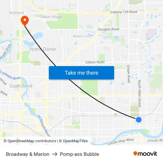 Broadway & Marion to Pomp-ass Bubble map