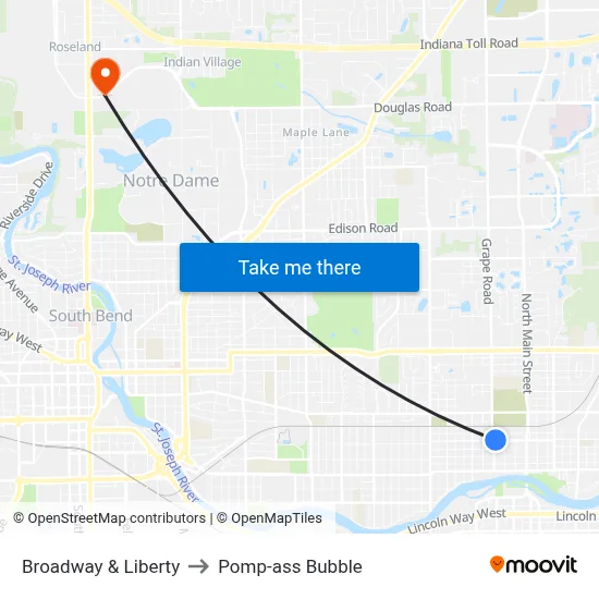 Broadway & Liberty to Pomp-ass Bubble map