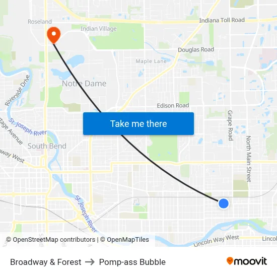 Broadway & Forest to Pomp-ass Bubble map