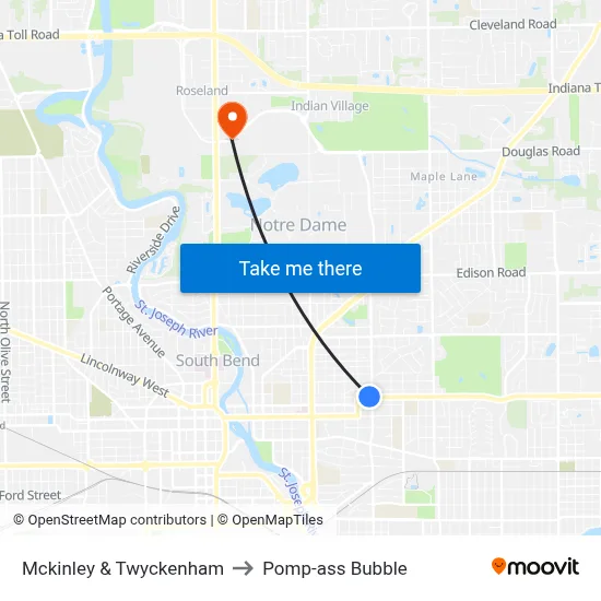 Mckinley & Twyckenham to Pomp-ass Bubble map