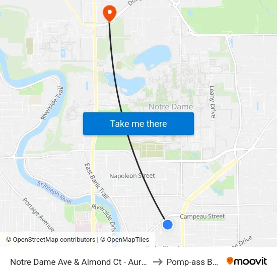 Notre Dame Ave & Almond Ct - Aurum Apts. to Pomp-ass Bubble map