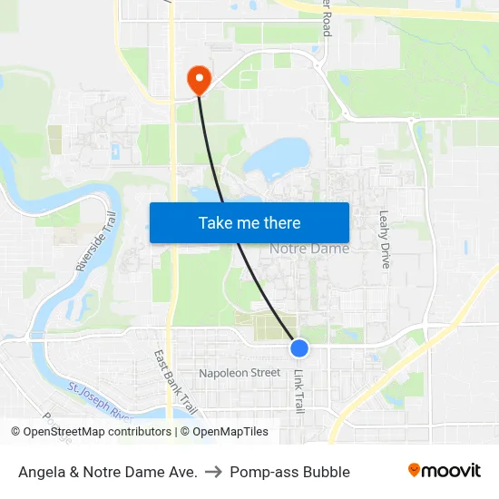 Angela & Notre Dame Ave. to Pomp-ass Bubble map