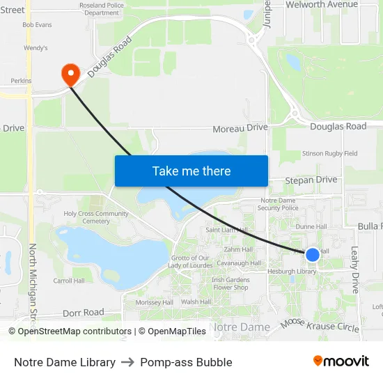 Notre Dame Library to Pomp-ass Bubble map