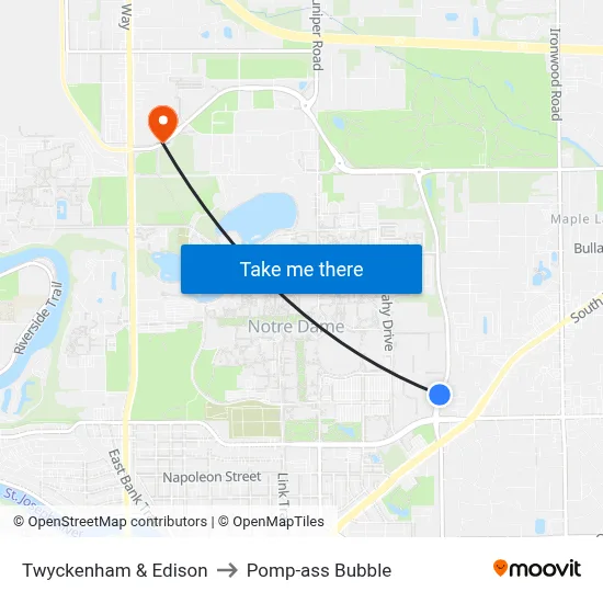 Twyckenham & Edison to Pomp-ass Bubble map