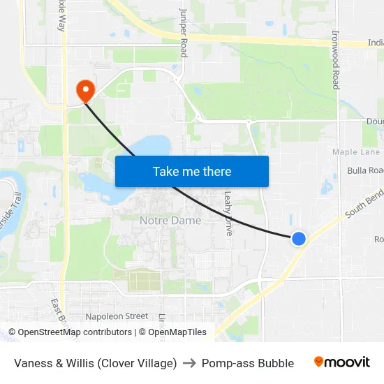 Vaness & Willis (Clover Village) to Pomp-ass Bubble map