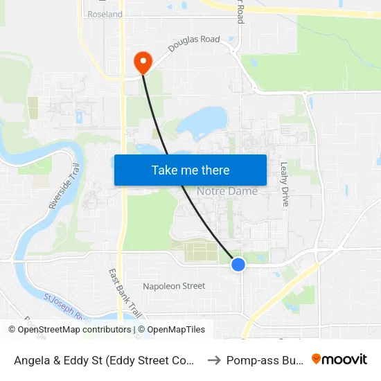 Angela & Eddy St (Eddy Street Commons) to Pomp-ass Bubble map