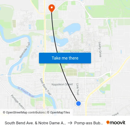 South Bend Ave. & Notre Dame Ave. to Pomp-ass Bubble map