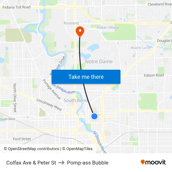 Colfax Ave & Peter St to Pomp-ass Bubble map