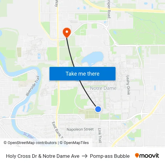 Holy Cross Dr & Notre Dame Ave to Pomp-ass Bubble map