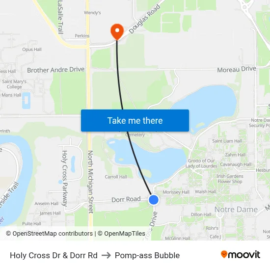 Holy Cross Dr & Dorr Rd to Pomp-ass Bubble map