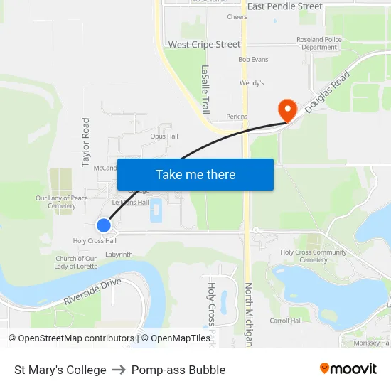 St Mary's College to Pomp-ass Bubble map