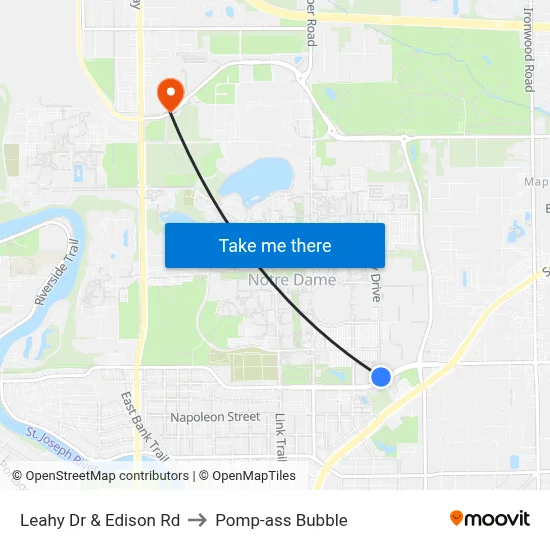 Leahy Dr & Edison Rd to Pomp-ass Bubble map