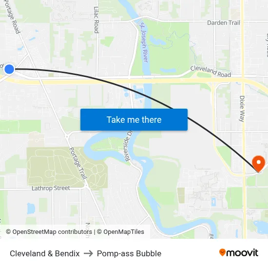 Cleveland & Bendix to Pomp-ass Bubble map
