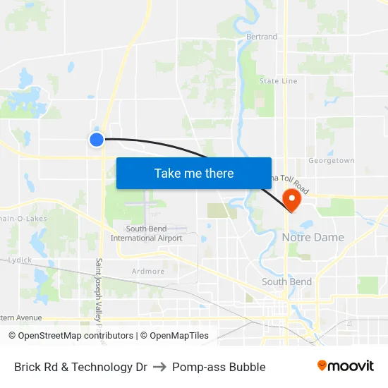 Brick Rd & Technology Dr to Pomp-ass Bubble map