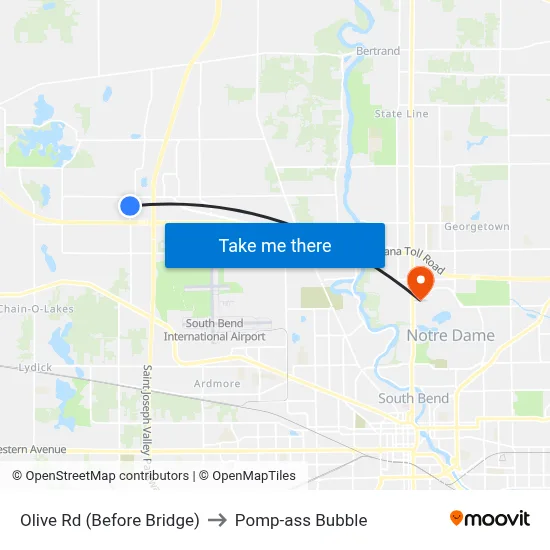 Olive Rd (Before Bridge) to Pomp-ass Bubble map