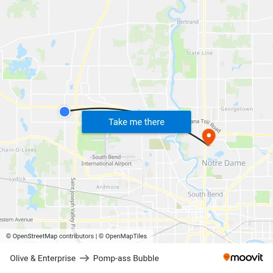 Olive & Enterprise to Pomp-ass Bubble map