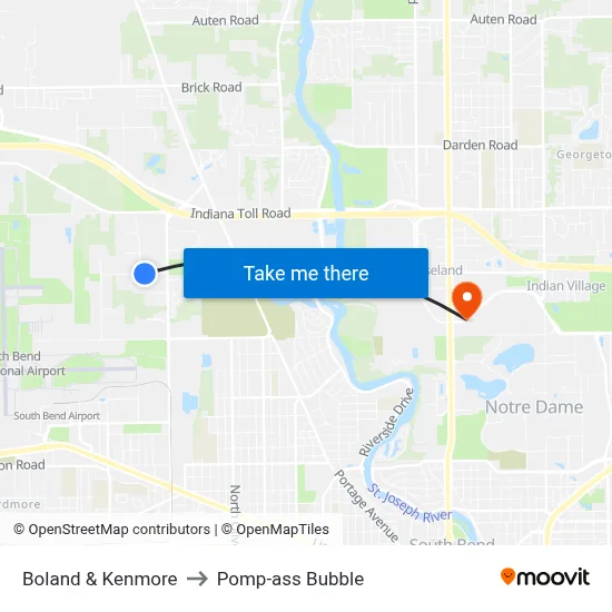 Boland & Kenmore to Pomp-ass Bubble map