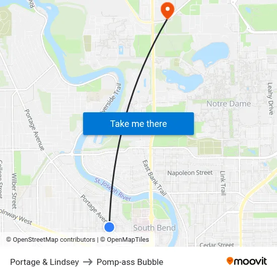 Portage & Lindsey to Pomp-ass Bubble map