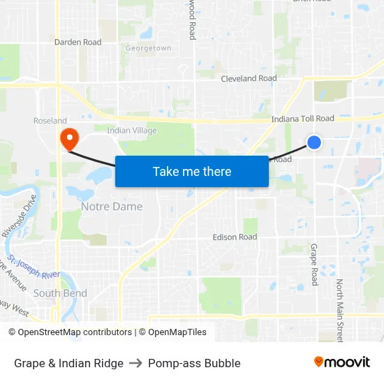 Grape & Indian Ridge to Pomp-ass Bubble map